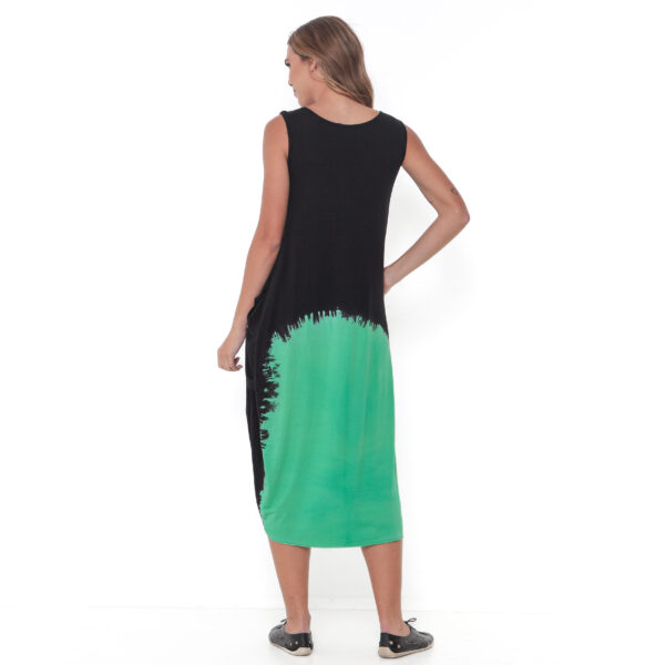 Vestido Em Malha Estampado Com Bolsos Sem Mangas - Bicolor - Imagem 5