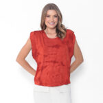 Blusa Feminina em Malha Estampada - Laranja - Imagem 2