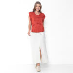 Blusa Feminina em Malha Estampada - Laranja