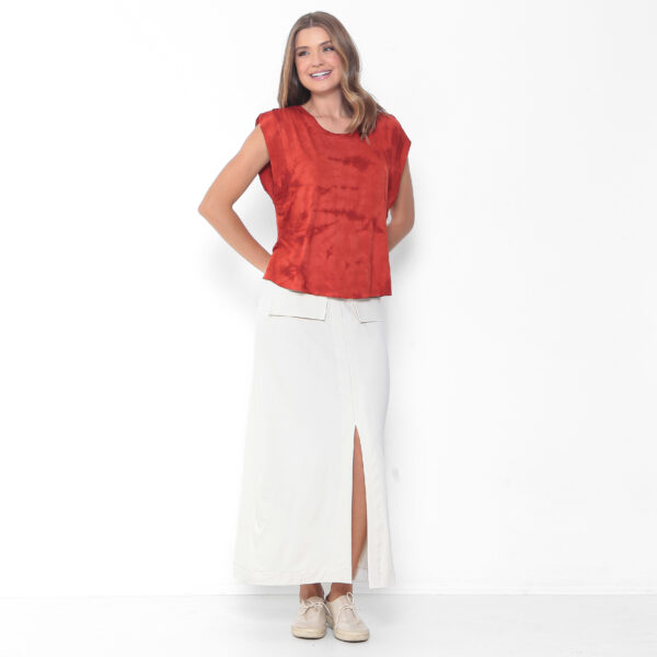 Blusa Feminina em Malha Estampada - Laranja - Imagem 3