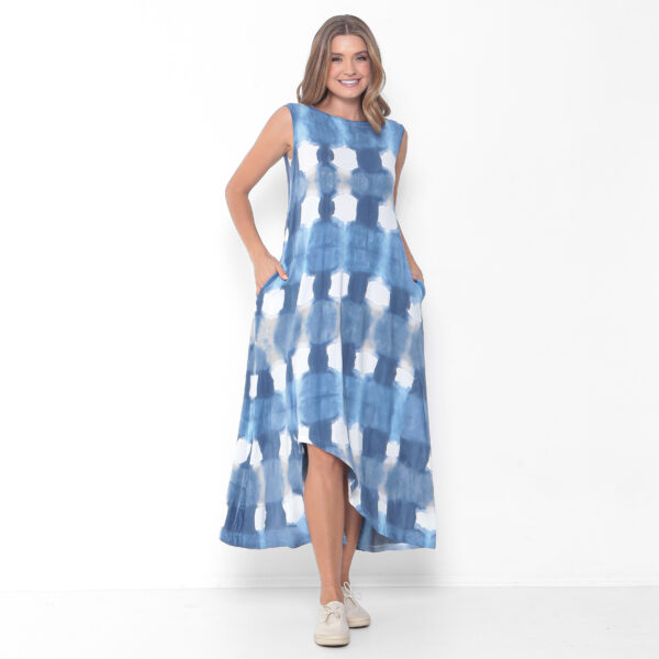 Vestido em Malha Estampado Tie Dye - Azul - Imagem 3