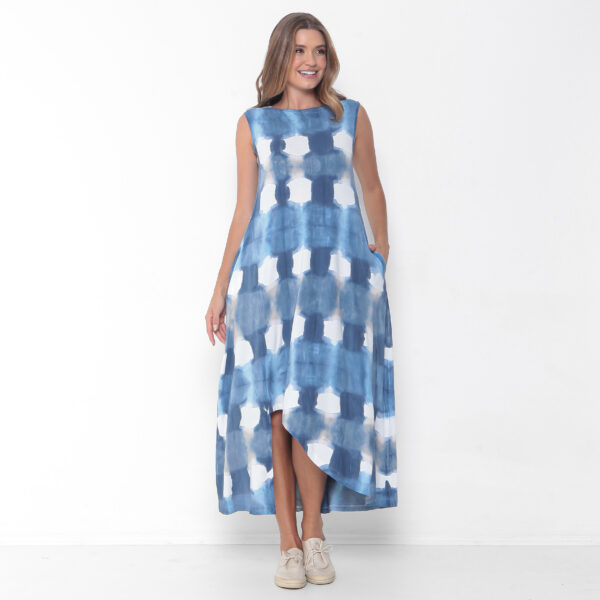Vestido em Malha Estampado Tie Dye - Azul - Imagem 4