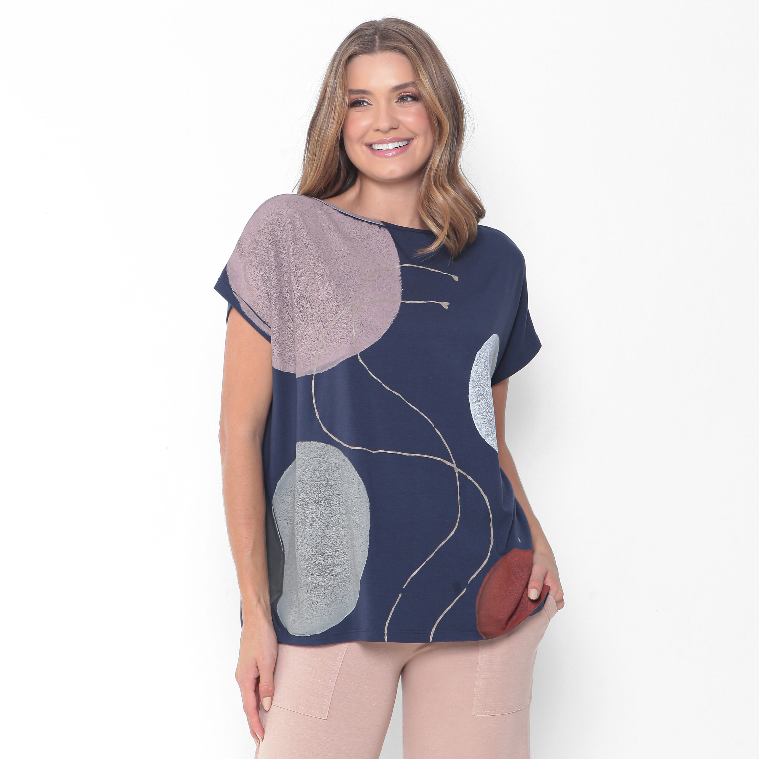 IMG_5444 Blusa Feminina Em Malha Estampada - Marinho - Imagem 3