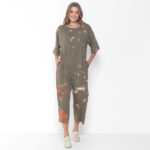 Macacão Feminino Em Malha Estampado - Oliva