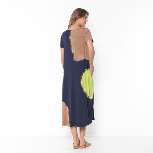 Vestido em Malha Estampado Manga Curta Com Bolsos - Marinho - Imagem 5