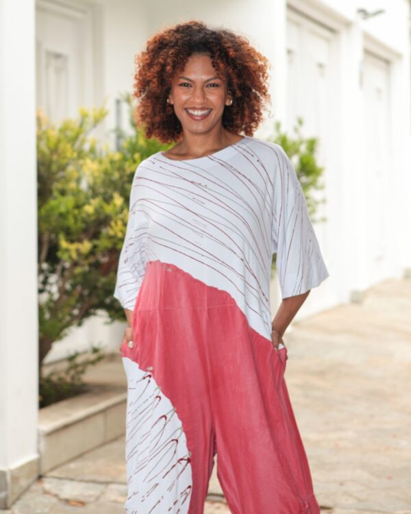 Macacão Feminino Em Malha Estampado - Branco - Imagem 4