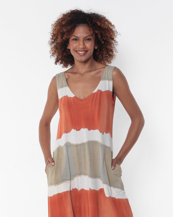 Vestido Em Malha Estampado Com Bolsos - Listrado - Imagem 3