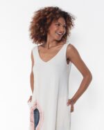 Vestido Em Malha Estampado Com Bolsos - Areia - Imagem 3