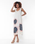 Vestido Em Malha Estampado Com Bolsos - Areia - Imagem 4