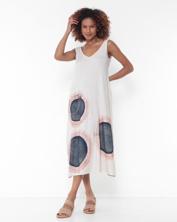Vestido Em Malha Estampado Com Bolsos - Areia - Imagem 4