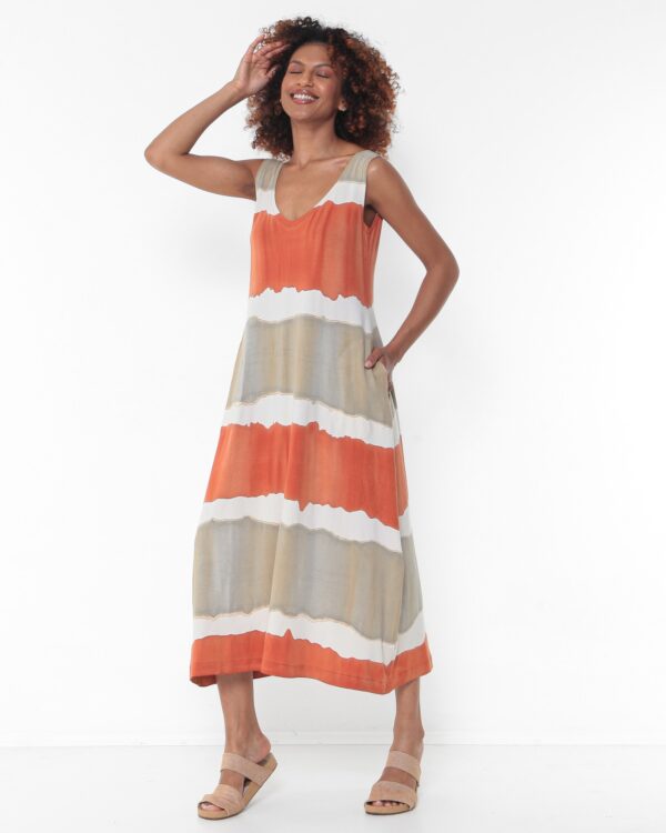 Vestido Em Malha Estampado Com Bolsos - Listrado - Imagem 4