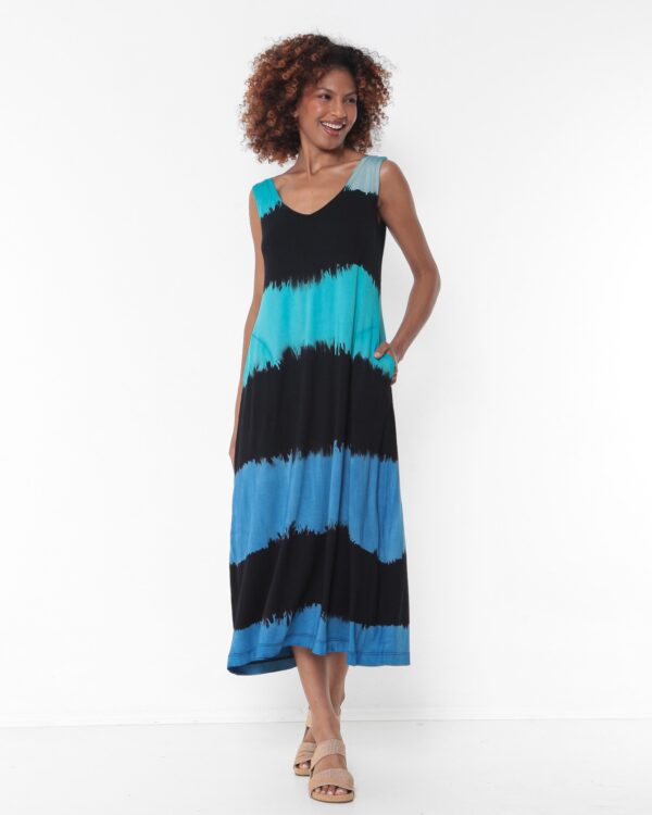 Vestido Em Malha Regata Com Bolsos Estampado - Preto - Imagem 4
