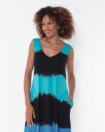 Vestido Em Malha Regata Com Bolsos Estampado - Preto - Imagem 3