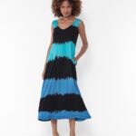 Vestido Em Malha Regata Com Bolsos Estampado - Preto