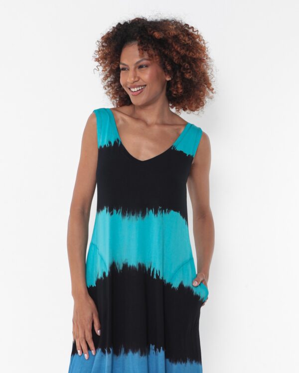Vestido Em Malha Regata Com Bolsos Estampado - Preto - Imagem 3