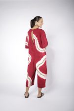 Macacão Feminino Em Malha Estampado Com Bolsos - Cereja - Imagem 4