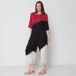 Macacão Feminino Em Malha Estampado Mangas Amplas - Preto - Imagem 2