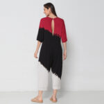 Macacão Feminino Em Malha Estampado Mangas Amplas - Preto - Imagem 5