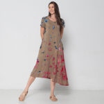 Vestido Em Malha Estampado Com Bolsos E Mangas Curtas - Tie Dye