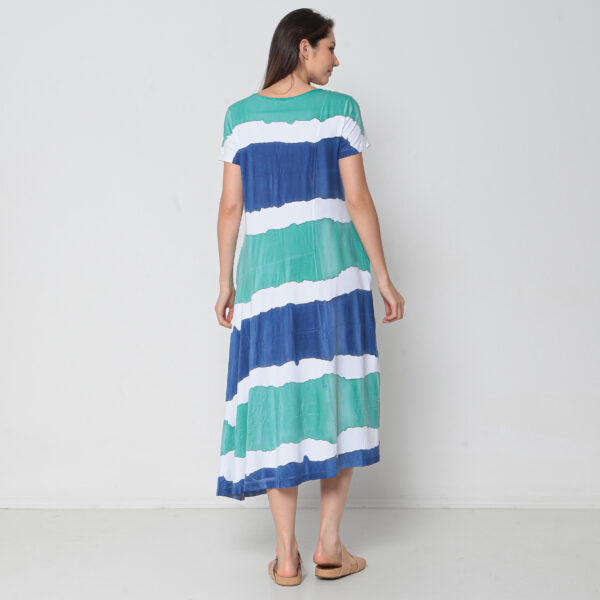 Vestido Em Malha Estampado Mangas Curtas Com Bolsos - Branco - Imagem 5