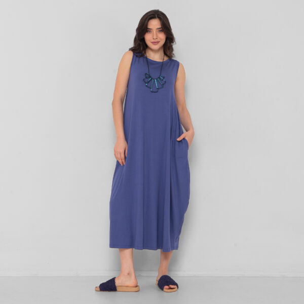 Vestido Em Malha Sem Mangas Com Bolsos - Imagem 1