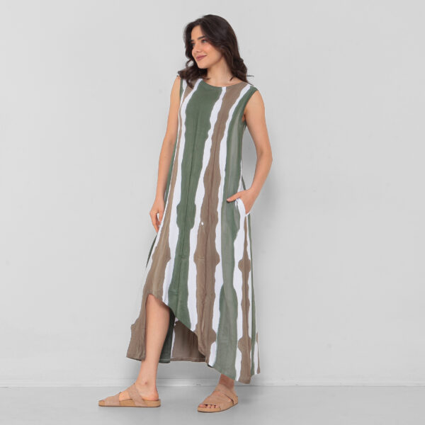 Vestido sem Manga Estampado Com Bolsos - Branco - Imagem 2