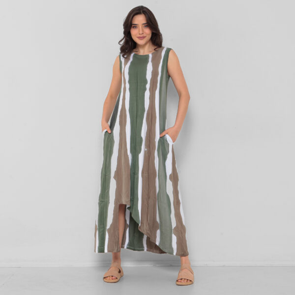 Vestido sem Manga Estampado Com Bolsos - Branco - Imagem 3