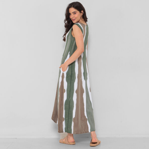 Vestido sem Manga Estampado Com Bolsos - Branco - Imagem 4