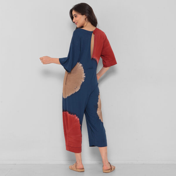 Macacão Feminino Em Malha Estampado Com Bolsos - Azul - Imagem 5
