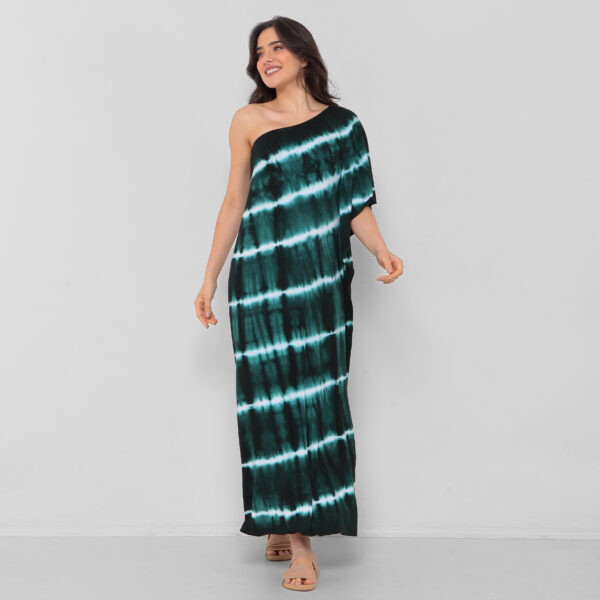 Kaftan Em Malha Estampada Ombro Único - Tie Dye - Imagem 4