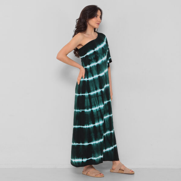 Kaftan Em Malha Estampada Ombro Único - Tie Dye - Imagem 2
