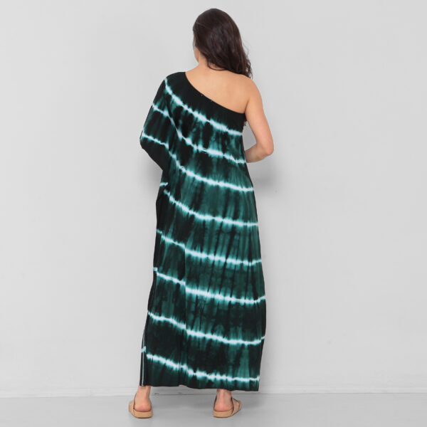 Kaftan Em Malha Estampada Ombro Único - Tie Dye - Imagem 5