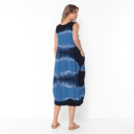 Vestido Em Malha Estampado Com Bolsos E Sem Mangas - Azul - Imagem 5