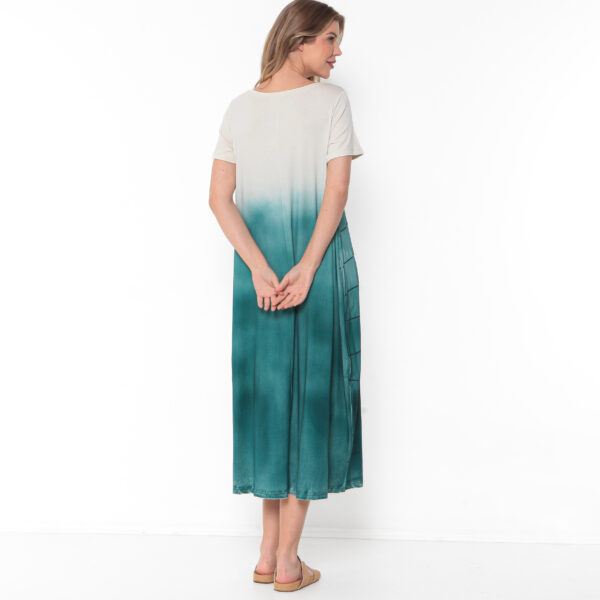 Vestido Em Malha Estampado Com Bolsos E Mangas Curtas - Areia - Imagem 5
