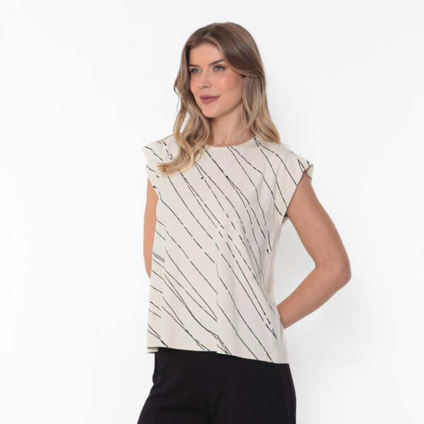 Blusa Feminina Estampada Em Malha - Areia - Imagem 2