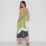 Vestido Em Malha Estampado Sem Mangas Com Bolsos - Verde - Imagem 5