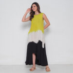 Vestido Em Malha Estampado Sem Mangas Com Bolsos - Amarelo - Imagem 2