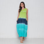 Vestido Em Malha Estampado Com Bolsos Sem Mangas - Tie Dye
