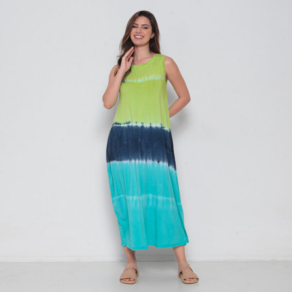 Vestido Em Malha Estampado Com Bolsos Sem Mangas - Tie Dye - Imagem 4