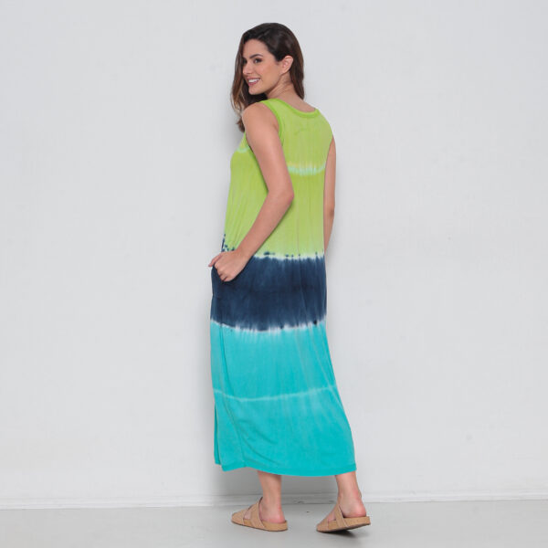Vestido Em Malha Estampado Com Bolsos Sem Mangas - Tie Dye - Imagem 5