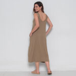 Vestido Em Malha Estampado Sem Mangas Com Bolsos - Safari - Imagem 5