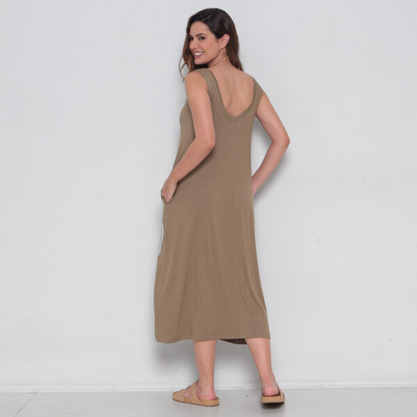 Vestido Em Malha Estampado Sem Mangas Com Bolsos - Safari - Imagem 5