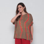Blusa Feminina Em Malha Estampada - Marrom