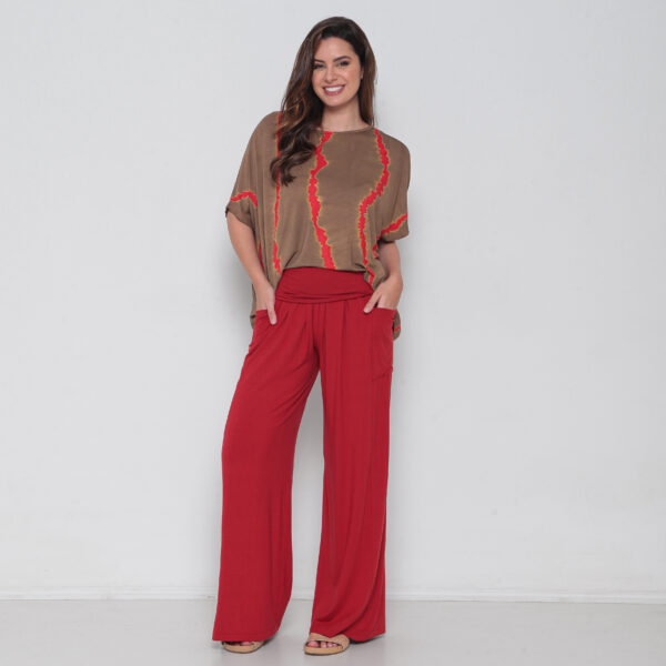Blusa Feminina Em Malha Estampada - Marrom - Imagem 2