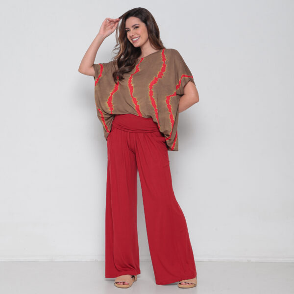 Blusa Feminina Em Malha Estampada - Marrom - Imagem 3