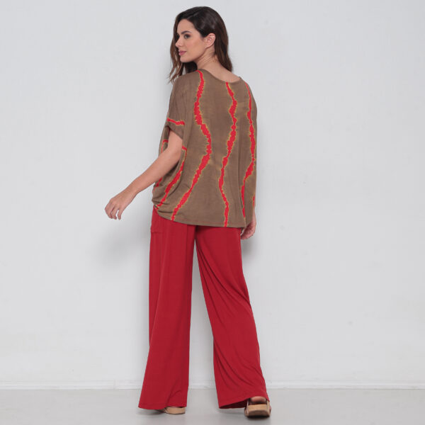 Blusa Feminina Em Malha Estampada - Marrom - Imagem 5