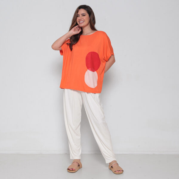 Blusa Feminina Em Malha Estampada - Laranja - Imagem 3