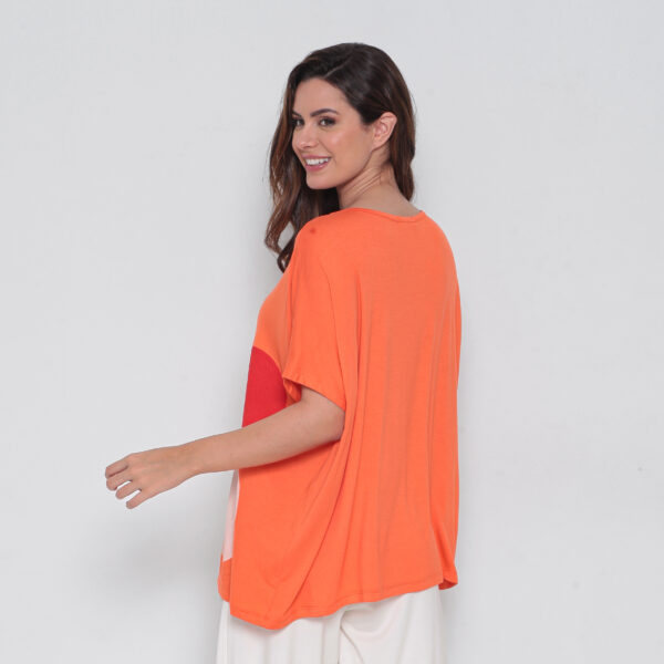 Blusa Feminina Em Malha Estampada - Laranja - Imagem 5