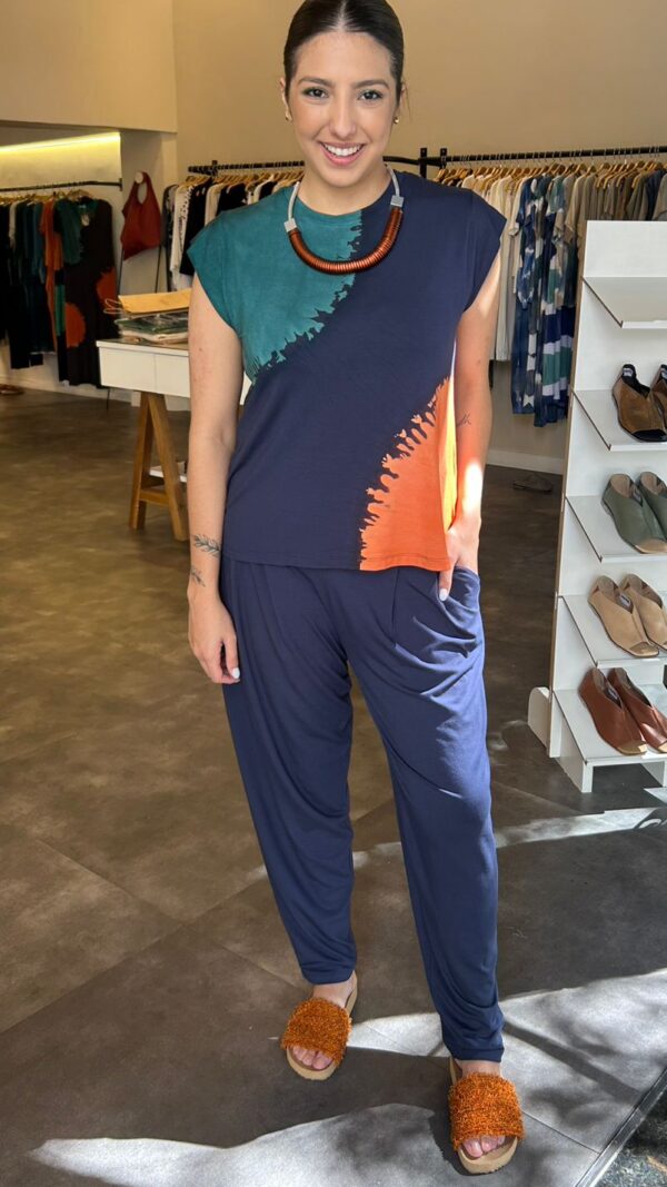 Blusa Feminina Em Malha Estampada - Marinho