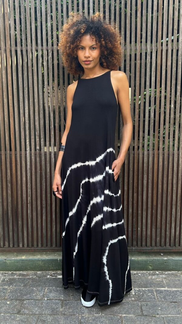 Vestido Em Malha Estampado De Alcinha Com Bolsos - Tie Dye